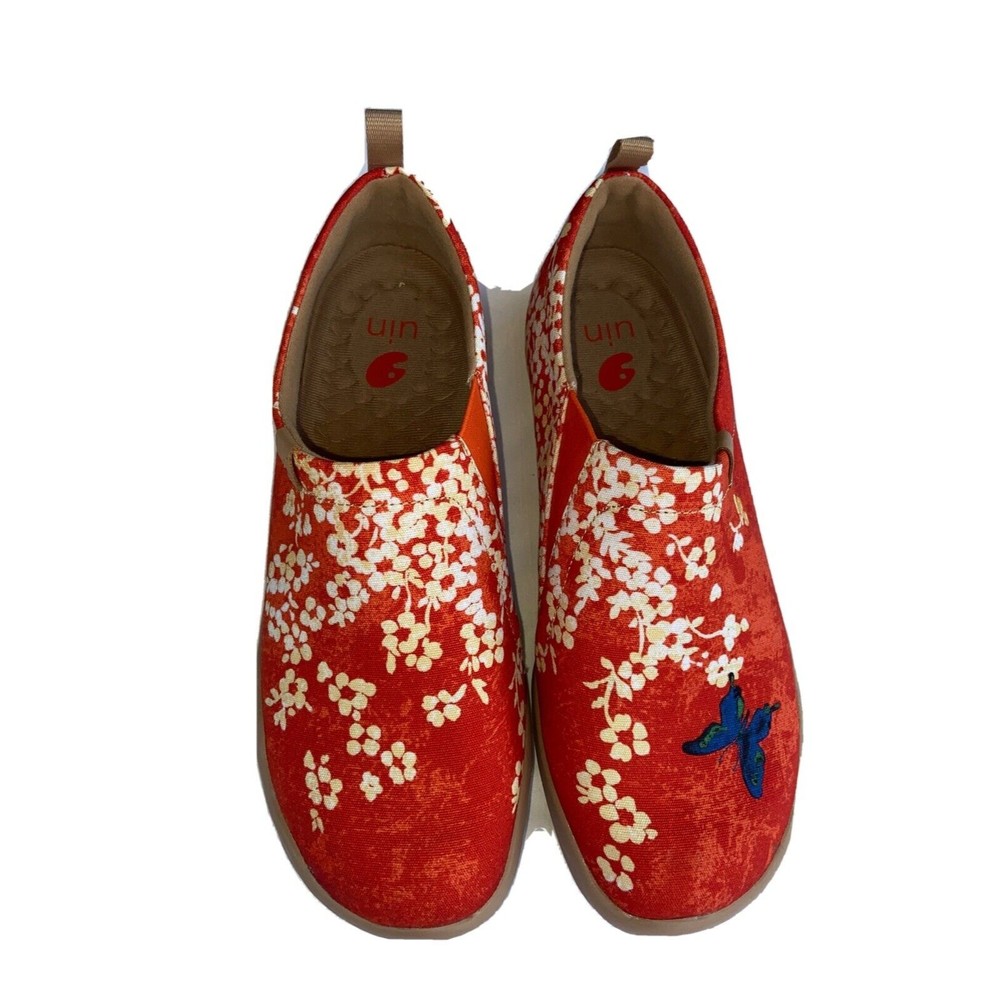 Uin Slip On Shoes Canvas Sakura Blossom Size 7.5